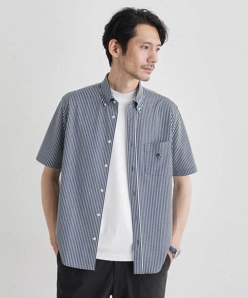 TAKEO KIKUCHI(タケオキクチ)の「【COOL CITY WEAR】ストライプジャージ ボタンダウンシャツ /接触冷感(シャツ/ブラウス・メンズ・ネイビー系2/ブラウン系その他/グレー系2・02/03/04)」の3枚目の写真