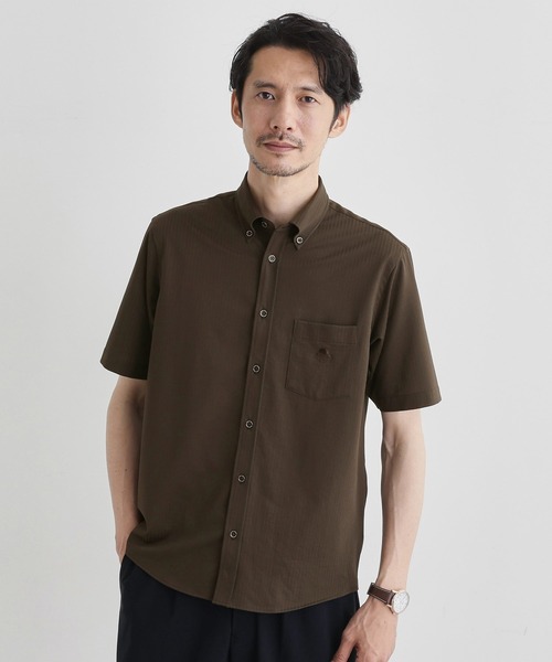 TAKEO KIKUCHI(タケオキクチ)の「【COOL CITY WEAR】ストライプジャージ ボタンダウンシャツ /接触冷感(シャツ/ブラウス・メンズ・ネイビー系2/ブラウン系その他/グレー系2・02/03/04)」の2枚目の写真
