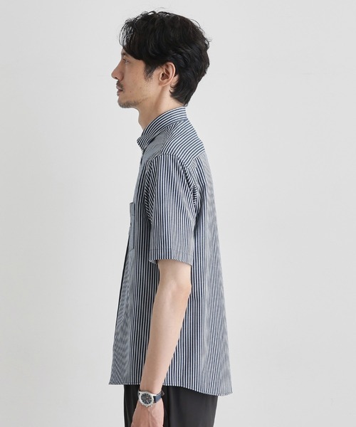 TAKEO KIKUCHI(タケオキクチ)の「【COOL CITY WEAR】ストライプジャージ ボタンダウンシャツ /接触冷感(シャツ/ブラウス・メンズ・ネイビー系2/ブラウン系その他/グレー系2・02/03/04)」の9枚目の写真