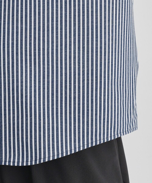 TAKEO KIKUCHI(タケオキクチ)の「【COOL CITY WEAR】ストライプジャージ ボタンダウンシャツ /接触冷感(シャツ/ブラウス・メンズ・ネイビー系2/ブラウン系その他/グレー系2・02/03/04)」の4枚目の写真