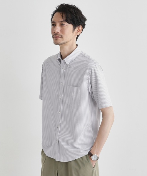 TAKEO KIKUCHI(タケオキクチ)の「【COOL CITY WEAR】ストライプジャージ ボタンダウンシャツ /接触冷感(シャツ/ブラウス・メンズ・ネイビー系2/ブラウン系その他/グレー系2・02/03/04)」の18枚目の写真