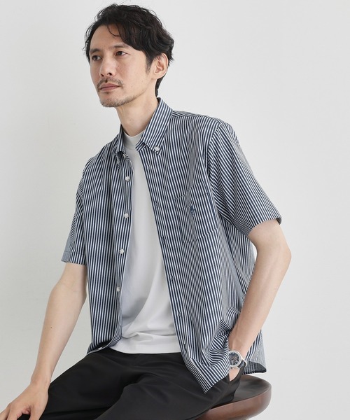 TAKEO KIKUCHI(タケオキクチ)の「【COOL CITY WEAR】ストライプジャージ ボタンダウンシャツ /接触冷感(シャツ/ブラウス・メンズ・ネイビー系2/ブラウン系その他/グレー系2・02/03/04)」の13枚目の写真