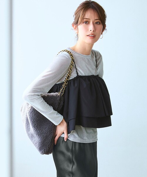 23区(ニジュウサンク)の「【洗える】マルチタフタ ビスチェ(Tシャツ/カットソー・レディース・ブラック系・38)」の1枚目の写真