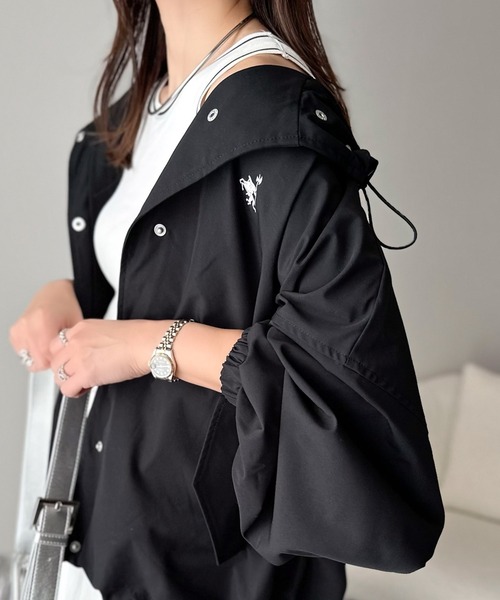 classicalelf（クラシカルエルフ）の「大人の抜け感。ボリュームスリーブ ショート丈 マウンテンパーカー（マウンテンパーカー・レディース・アイボリー/グレイッシュベージュ/ブラック/ネイビー・MEDIUM/LARGE/X-LARGE/SMALL）」の18枚目の写真