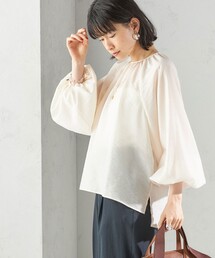 〈手洗い可能〉シアー バンブー ギャザー ブラウス