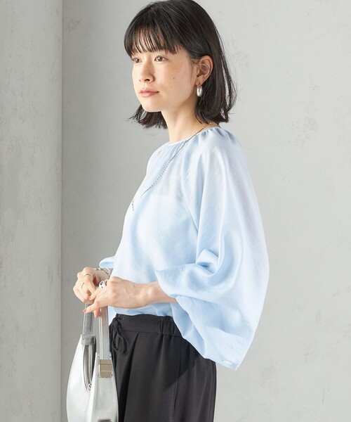 SHIPS(シップス)の「〈手洗い可能〉シアー バンブー ギャザー ブラウス(シャツ/ブラウス・レディース・ブラウン/ライトブルー/オフホワイト・ONE SIZE)」の16枚目の写真