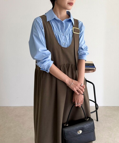 fredy emue(フレディエミュ)の「ウール調ジャンスカ(ワンピース・レディース・ブラウン/ブラック・36/38)」の14枚目の写真