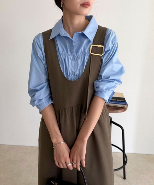 fredy emue(フレディエミュ)の「ウール調ジャンスカ(ワンピース・レディース・ブラウン/ブラック・36/38)」の16枚目の写真