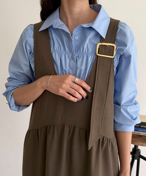 fredy emue(フレディエミュ)の「ウール調ジャンスカ(ワンピース・レディース・ブラウン/ブラック・36/38)」の21枚目の写真