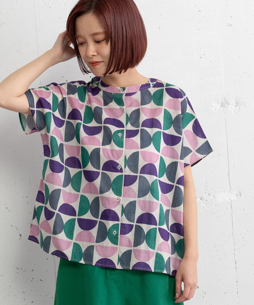 POU DOU DOU(プードゥドゥ)の「<made in INDIA>Art motif print 羽織りシャツ(シャツ/ブラウス・レディース・ピンク/ブルー・M)」の6枚目の写真