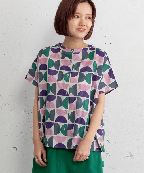 POU DOU DOU(プードゥドゥ)の「<made in INDIA>Art motif print 羽織りシャツ(シャツ/ブラウス・レディース・ピンク/ブルー・M)」の7枚目の写真