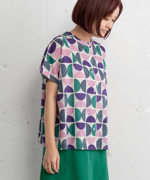 POU DOU DOU(プードゥドゥ)の「<made in INDIA>Art motif print 羽織りシャツ(シャツ/ブラウス・レディース・ピンク/ブルー・M)」の8枚目の写真