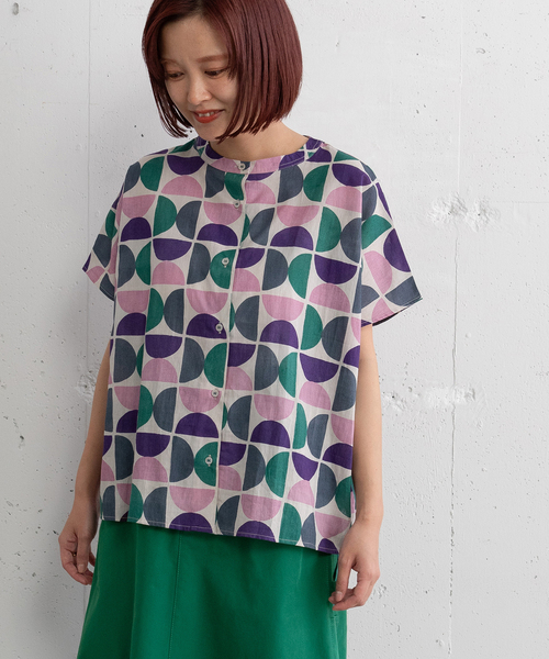POU DOU DOU(プードゥドゥ)の「<made in INDIA>Art motif print 羽織りシャツ(シャツ/ブラウス・レディース・ピンク/ブルー・M)」の9枚目の写真