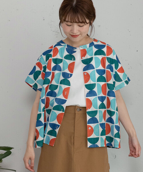 POU DOU DOU(プードゥドゥ)の「<made in INDIA>Art motif print 羽織りシャツ(シャツ/ブラウス・レディース・ピンク/ブルー・M)」の16枚目の写真