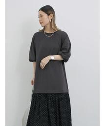 Samansa Mos2 blue | 花柄ドッキングカットワンピース(ワンピース)