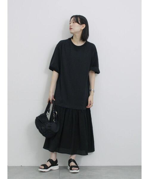 Samansa Mos2 blue（サマンサモスモスブルー）の「花柄ドッキングカットワンピース（ワンピース・レディース・ネイビー/ブラック/チャコールグレー・F）」の15枚目の写真