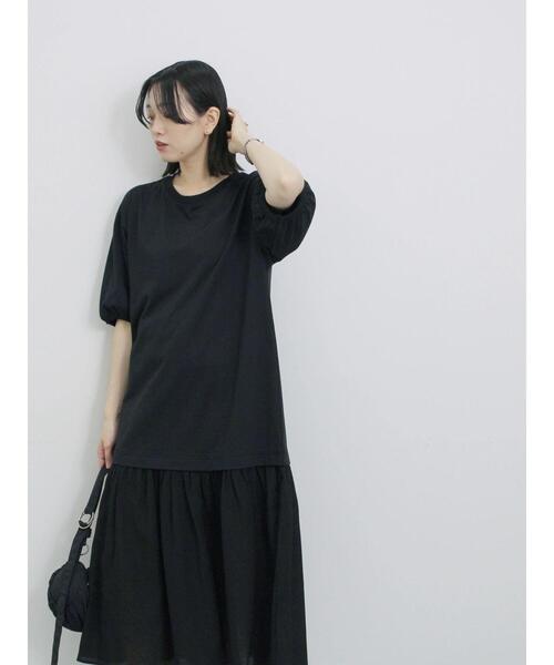 Samansa Mos2 blue（サマンサモスモスブルー）の「花柄ドッキングカットワンピース（ワンピース・レディース・ネイビー/ブラック/チャコールグレー・F）」の17枚目の写真