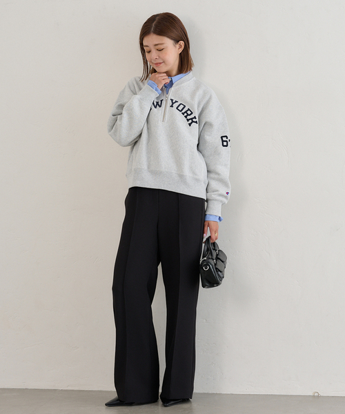 U by SPICK&SPAN（ユーバイスピックアンドスパン）の「Champion/チャンピオン REVERSE WEAVE HALF ZIP スウェット（スウェット・レディース・ライトグレー/ライトパープル・MEDIUM）」の6枚目の写真