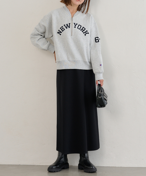 U by SPICK&SPAN（ユーバイスピックアンドスパン）の「Champion/チャンピオン REVERSE WEAVE HALF ZIP スウェット（スウェット・レディース・ライトグレー/ライトパープル・MEDIUM）」の12枚目の写真