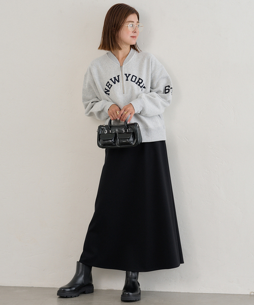 U by SPICK&SPAN（ユーバイスピックアンドスパン）の「Champion/チャンピオン REVERSE WEAVE HALF ZIP スウェット（スウェット・レディース・ライトグレー/ライトパープル・MEDIUM）」の13枚目の写真