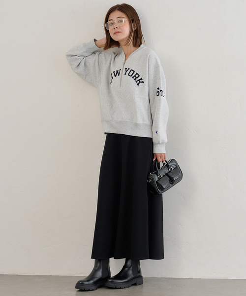 U by SPICK&SPAN（ユーバイスピックアンドスパン）の「Champion/チャンピオン REVERSE WEAVE HALF ZIP スウェット（スウェット・レディース・ライトグレー/ライトパープル・MEDIUM）」の14枚目の写真
