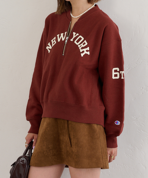 U by SPICK&SPAN（ユーバイスピックアンドスパン）の「Champion/チャンピオン REVERSE WEAVE HALF ZIP スウェット（スウェット・レディース・ライトグレー/ライトパープル・MEDIUM）」の20枚目の写真
