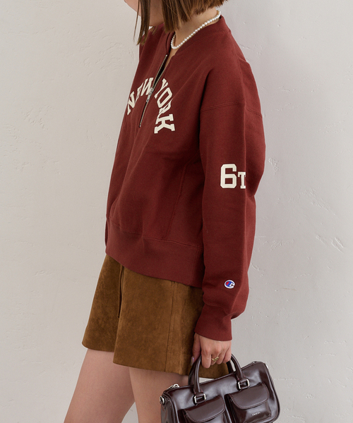 U by SPICK&SPAN（ユーバイスピックアンドスパン）の「Champion/チャンピオン REVERSE WEAVE HALF ZIP スウェット（スウェット・レディース・ライトグレー/ライトパープル・MEDIUM）」の21枚目の写真