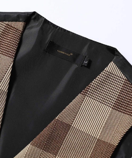 Cloudstyle（クラウドスタイル）の「【Cloudstyle】チェック柄 ダブルブレスト スーツベスト ジレ（スーツベスト・メンズ・ブラウン/ネイビー/ブラック・LARGE/X-LARGE/MEDIUM/SMALL）」の17枚目の写真