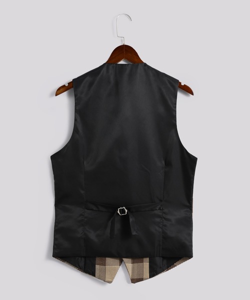 セール】【Cloudstyle】チェック柄 ダブルブレスト スーツベスト ジレ