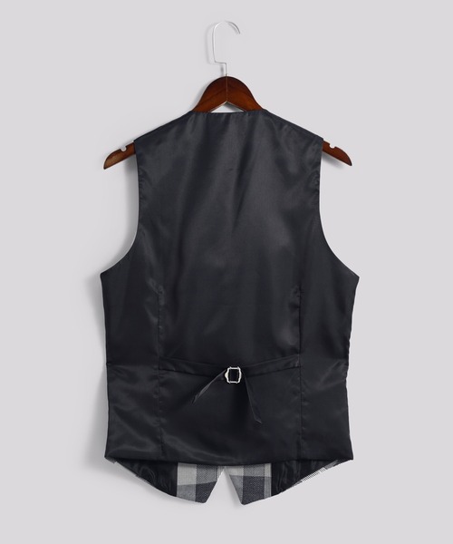 Cloudstyle（クラウドスタイル）の「【Cloudstyle】チェック柄 ダブルブレスト スーツベスト ジレ（スーツベスト・メンズ・ブラウン/ネイビー/ブラック・LARGE/X-LARGE/MEDIUM/SMALL）」の4枚目の写真