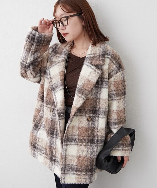 Remind me and forever（リマインドミーアンドフォーエバー）の「リングチェックＷテーラージャケット（テーラードジャケット・レディース・ブラック/モカ/ネイビー・FREE）」の4枚目の写真