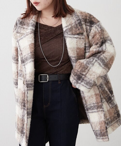 Remind me and forever（リマインドミーアンドフォーエバー）の「リングチェックＷテーラージャケット（テーラードジャケット・レディース・ブラック/モカ/ネイビー・FREE）」の7枚目の写真