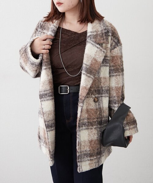 Remind me and forever（リマインドミーアンドフォーエバー）の「リングチェックＷテーラージャケット（テーラードジャケット・レディース・ブラック/モカ/ネイビー・FREE）」の8枚目の写真