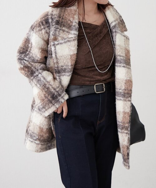 Remind me and forever（リマインドミーアンドフォーエバー）の「リングチェックＷテーラージャケット（テーラードジャケット・レディース・ブラック/モカ/ネイビー・FREE）」の10枚目の写真