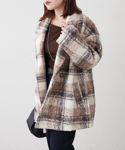 Remind me and forever（リマインドミーアンドフォーエバー）の「リングチェックＷテーラージャケット（テーラードジャケット・レディース・ブラック/モカ/ネイビー・FREE）」の11枚目の写真