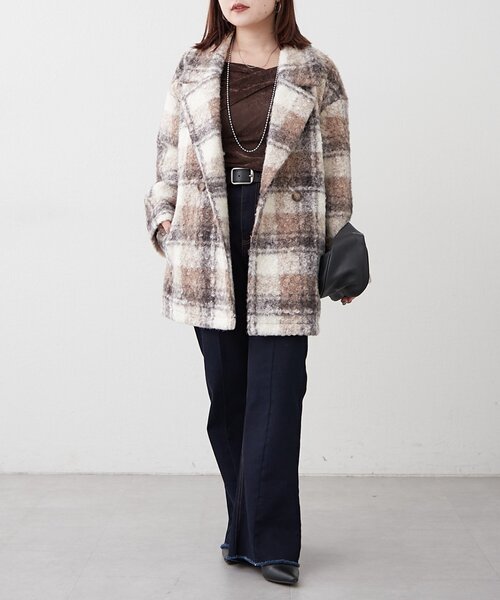 Remind me and forever（リマインドミーアンドフォーエバー）の「リングチェックＷテーラージャケット（テーラードジャケット・レディース・ブラック/モカ/ネイビー・FREE）」の12枚目の写真