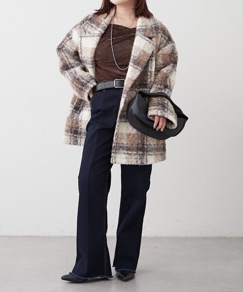 Remind me and forever（リマインドミーアンドフォーエバー）の「リングチェックＷテーラージャケット（テーラードジャケット・レディース・ブラック/モカ/ネイビー・FREE）」の13枚目の写真