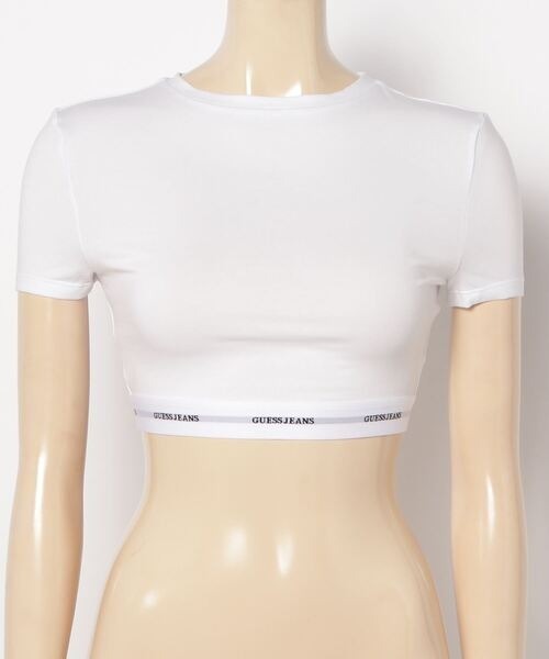 GUESS JEANS(ゲスジーンズ)の「GUESS JEANS/ゲスジーンズ/CROP SS TOP(Tシャツ/カットソー・レディース・グレー/ホワイト/ブラック・M/S/XS)」の4枚目の写真