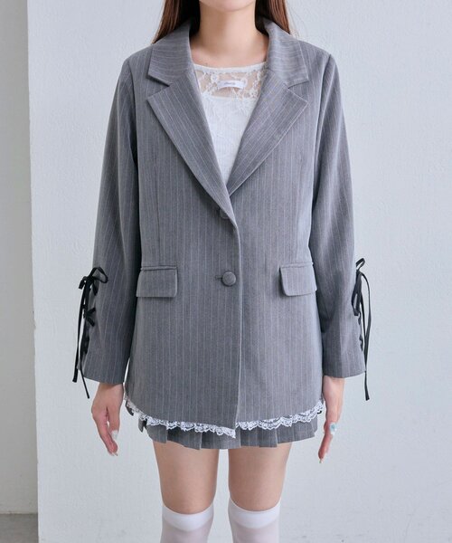 OLIVE des OLIVE（オリーブデオリーブ）の「【PinSucreCollection】レースアップテーラードジャケット（テーラードジャケット・レディース・グレー/ブラウン系その他/ブラック・FREE）」の18枚目の写真