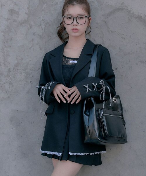 OLIVE des OLIVE（オリーブデオリーブ）の「【PinSucreCollection】レースアップテーラードジャケット（テーラードジャケット・レディース・グレー/ブラウン系その他/ブラック・FREE）」の13枚目の写真