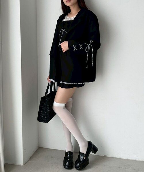 OLIVE des OLIVE（オリーブデオリーブ）の「【PinSucreCollection】レースアップテーラードジャケット（テーラードジャケット・レディース・グレー/ブラウン系その他/ブラック・FREE）」の17枚目の写真