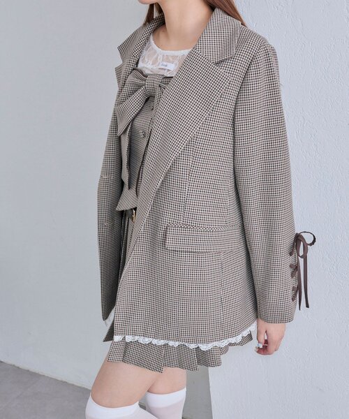 OLIVE des OLIVE（オリーブデオリーブ）の「【PinSucreCollection】レースアップテーラードジャケット（テーラードジャケット・レディース・グレー/ブラウン系その他/ブラック・FREE）」の15枚目の写真