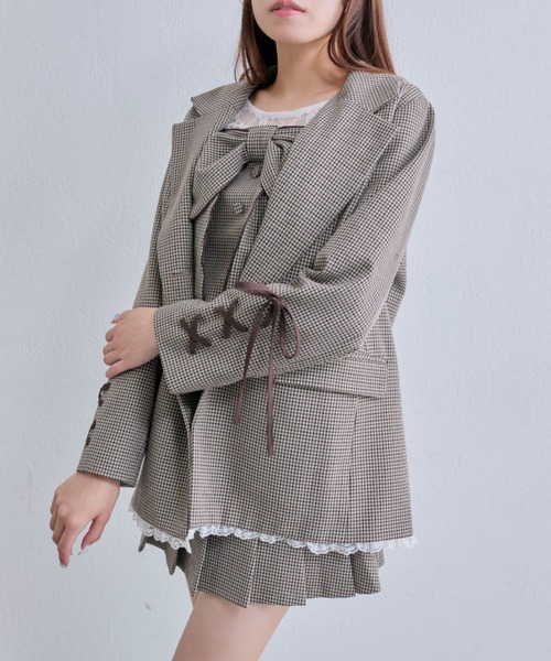 OLIVE des OLIVE（オリーブデオリーブ）の「【PinSucreCollection】レースアップテーラードジャケット（テーラードジャケット・レディース・グレー/ブラウン系その他/ブラック・FREE）」の3枚目の写真