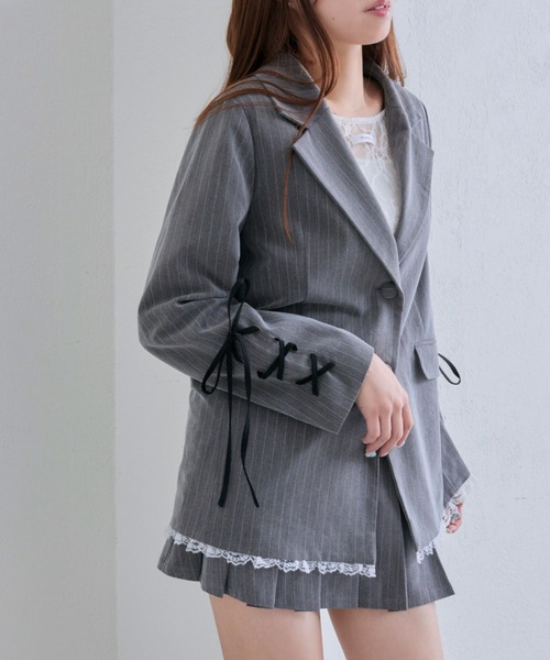 セール】【PinSucreCollection】レースアップテーラードジャケット