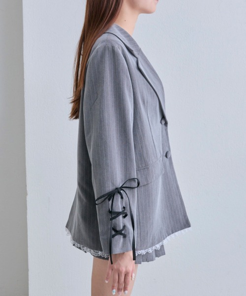 セール】【PinSucreCollection】レースアップテーラードジャケット