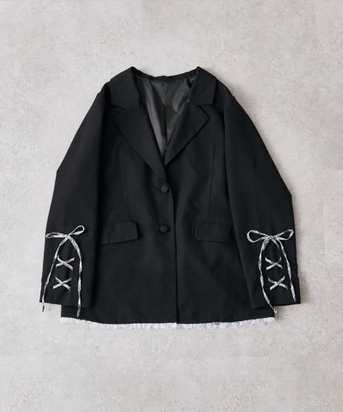 セール】【PinSucreCollection】レースアップテーラードジャケット