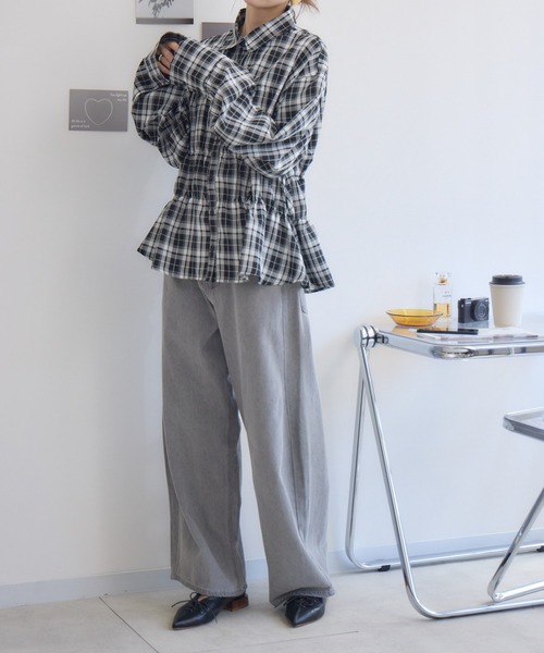RU.TI.LE（ルチル）の「【RU.TI.LE】ウエストシャーリングチェックシャツ（シャツ/ブラウス・レディース・ブラック・MEDIUM）」の19枚目の写真