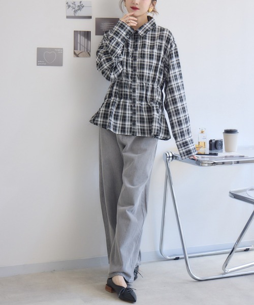 RU.TI.LE（ルチル）の「【RU.TI.LE】ウエストシャーリングチェックシャツ（シャツ/ブラウス・レディース・ブラック・MEDIUM）」の20枚目の写真