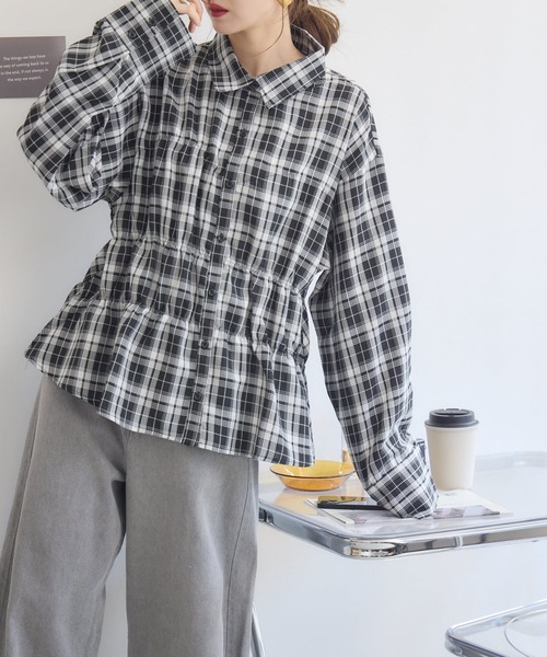 RU.TI.LE（ルチル）の「【RU.TI.LE】ウエストシャーリングチェックシャツ（シャツ/ブラウス・レディース・ブラック・MEDIUM）」の22枚目の写真
