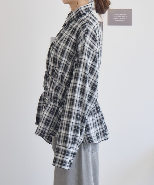 RU.TI.LE（ルチル）の「【RU.TI.LE】ウエストシャーリングチェックシャツ（シャツ/ブラウス・レディース・ブラック・MEDIUM）」の9枚目の写真